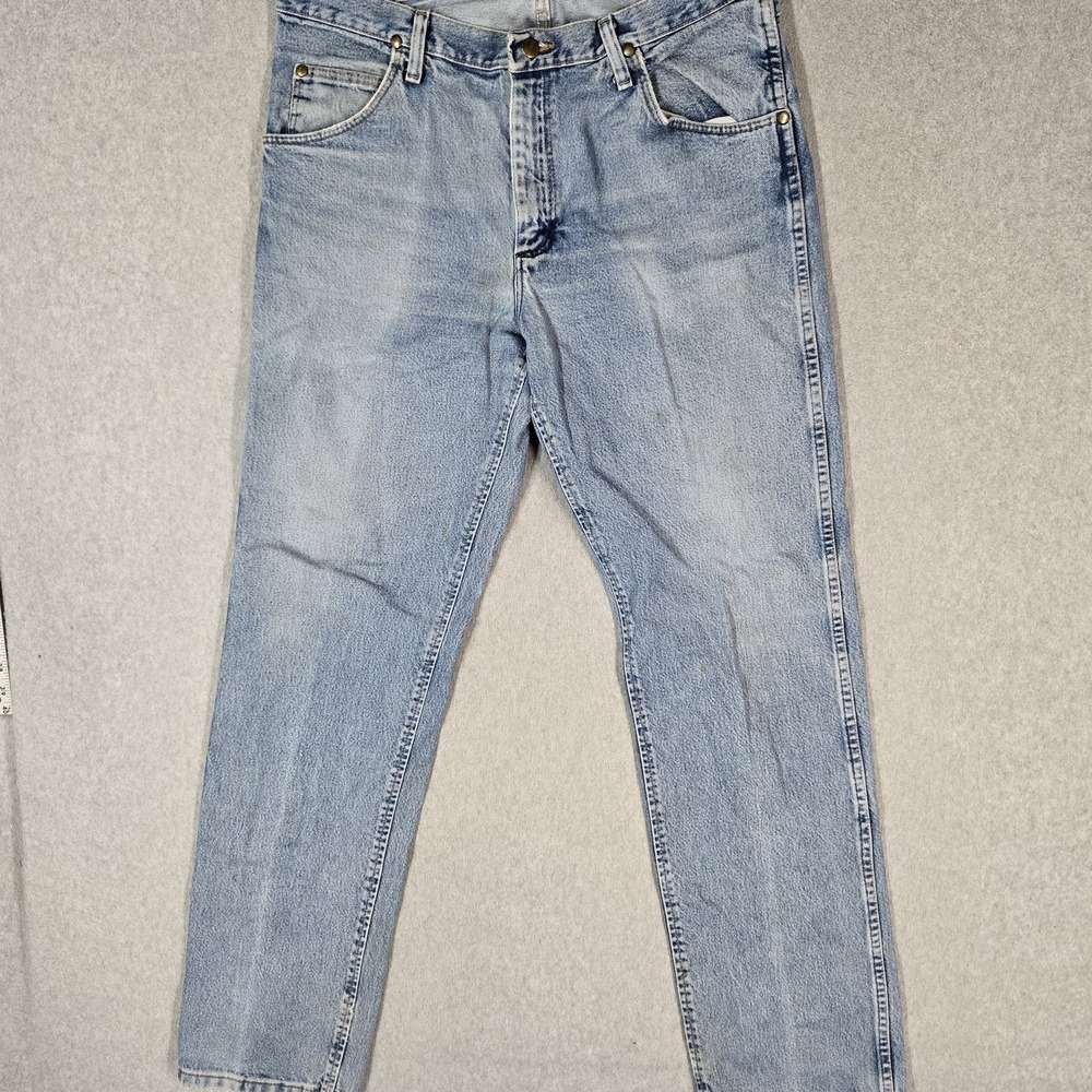 Wrangler Men Jeans 31X34 Light Blue Denim 47MWZSW Cowboy Cut Regular Fit